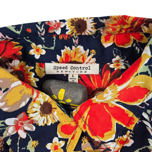 Speed Control NY Wom LG Fall Floral Multicolor Shirt Dress Groovy Retro 70s Boho - Picture 14 of 15